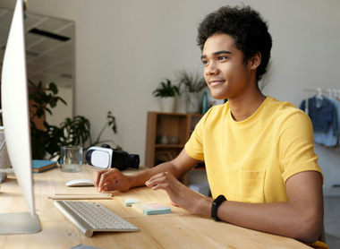 Young man working at a computer